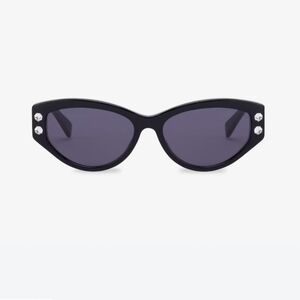 Black Cat Eye Sunglasses with Rhinestone Embellishments